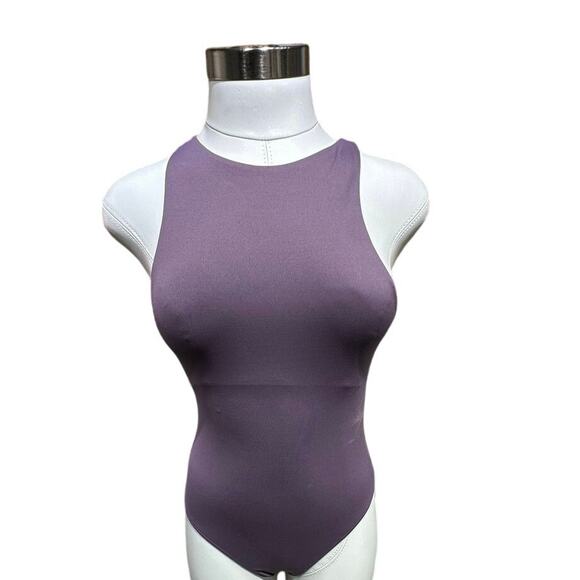 ZARA Mauve Sleeveless Bodysuit - Seamless Scoop Neck One-Piece - Picture 2 of 6